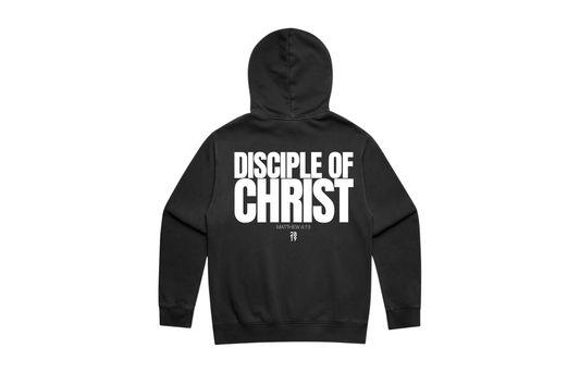 Disciple of Christ Hoodie Faded Black/White